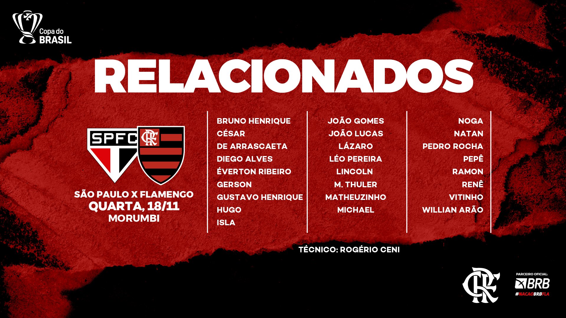 Com Everton Ribeiro e sem Gabigol, Flamengo divulga relacionados para duelo com o São Paulo 2 EnCmpgvXMAIRWzN