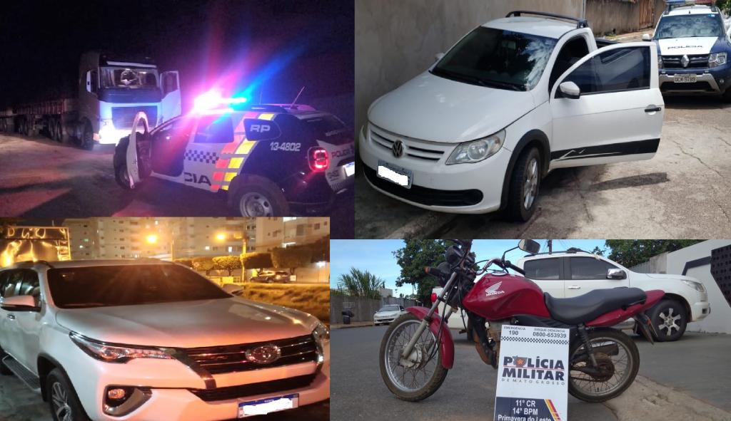 PM recupera carreta carregada de defensivo agrícola motocicleta e dois carros em Cuiabá Primavera do Leste e Nova Nazaré 2021 01 26 20:06:46