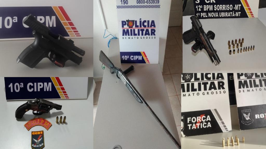 Armas e munições apreendidas em Cuiabá Aripuanã e Nova Ubiratã 2021 02 08 17:15:54