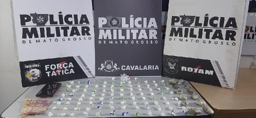 Policiais da Cavalaria prendem suspeito com mais de 100 por%C3%A7%C3%B5es de drogas em Cuiab%C3%A1 2021 03 30 07:57:24