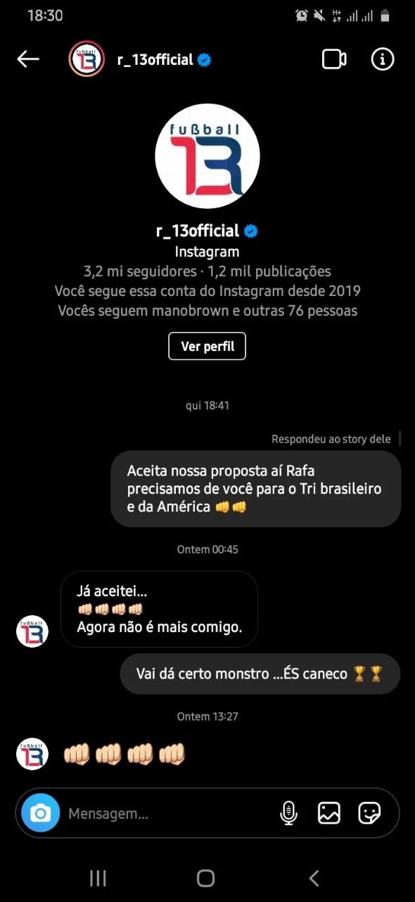 Rafinha responde torcedor do Flamengo e diz: "Já aceitei (a proposta). Agora não é mais comigo" 82 WhatsApp Image 2021 03 16 at 13.51.24