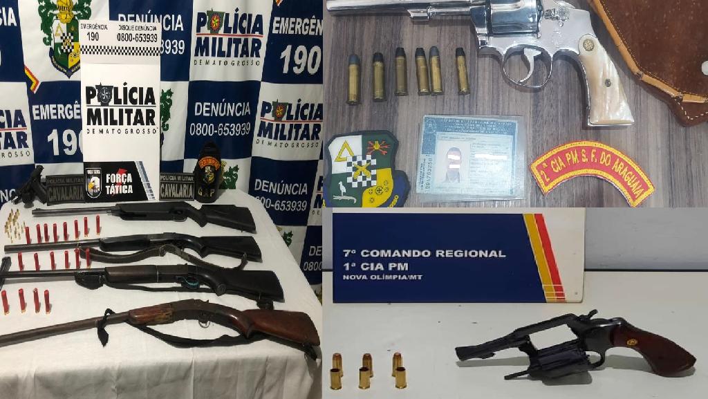 Espingardas revólveres e pistola são apreendidos em Novo Mundo São Felix do Araguaia e Nova Olímpia 2021 05 24 16:58:06