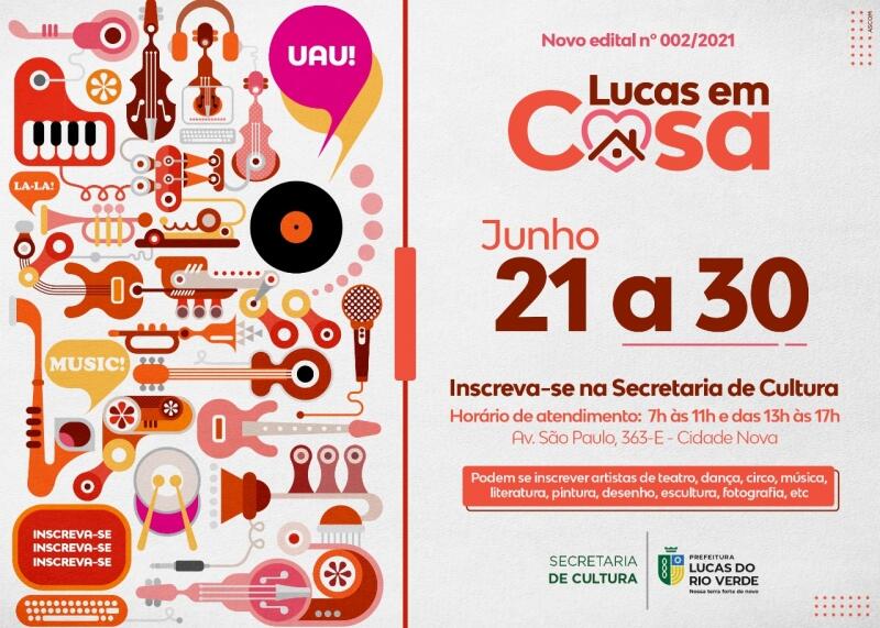 cultura abre novo edital para artistas participarem do projeto lucas em casa