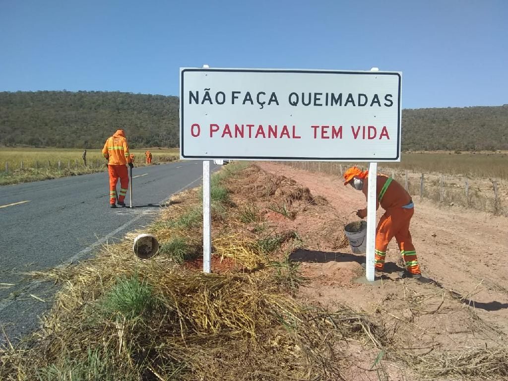 estado sinaliza rodovias no pantanal com alertas para prevenir incendios florestais
