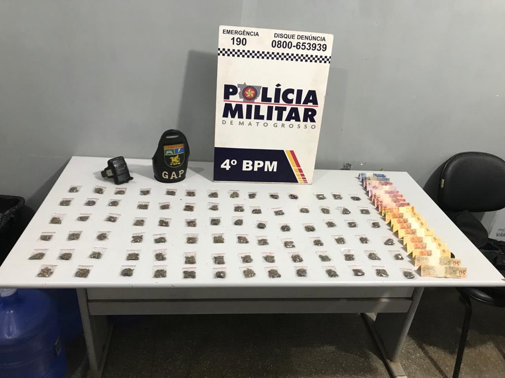 homem e preso com 83 porcoes de maconha em nossa senhora do livramento