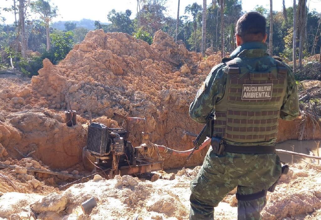 equipes do batalhao ambiental e da sema embargam garimpo ilegal em aripuana e aplicam multa de r 750 mil