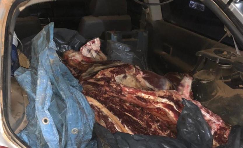 pm rende dupla e encontra vaca abatida em porta malas em mirassol d%C2%B4oeste