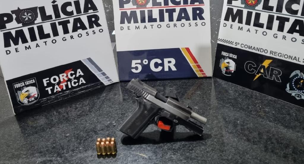 forca tatica encontra pistola durante barreira em barra do garcas