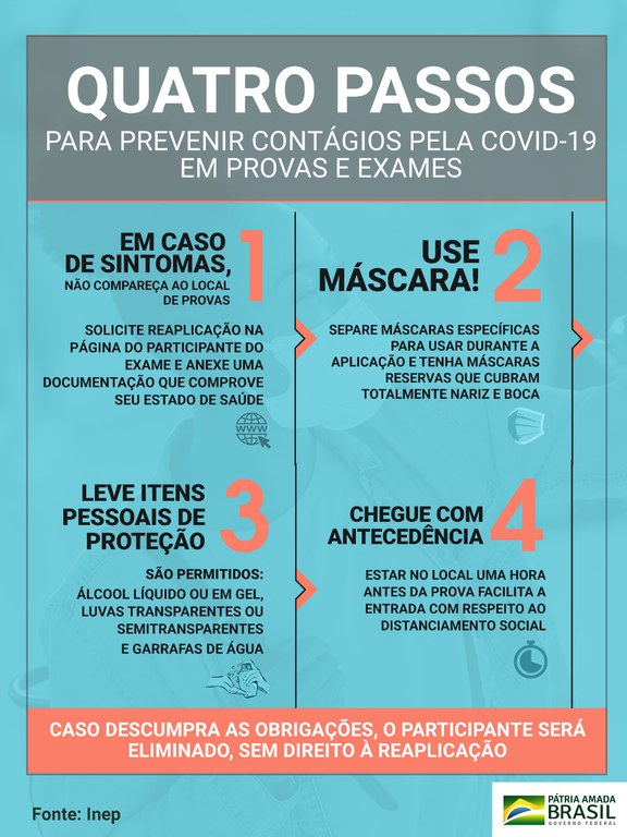 saiba como prevenir infeccoes pela covid 19 em exames do inep