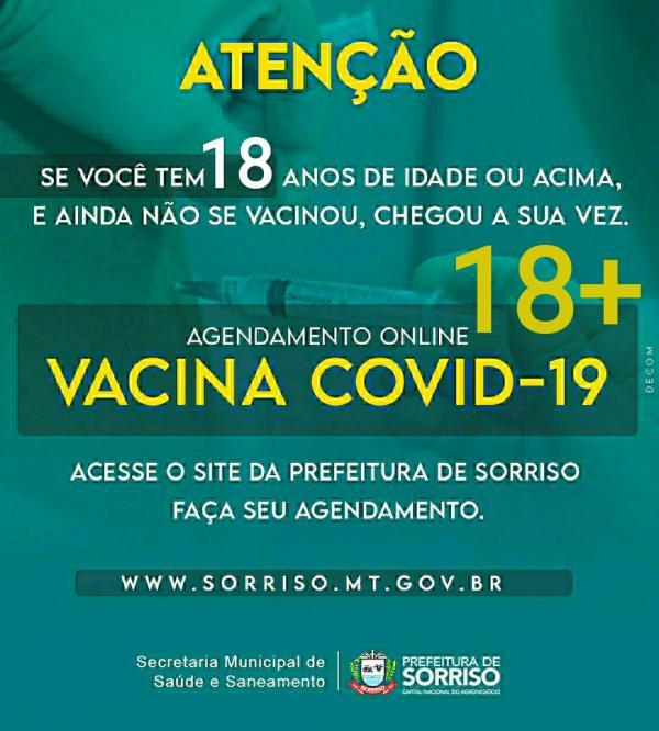 sorriso abre agendamento para a populacao com 18 anos ou mais