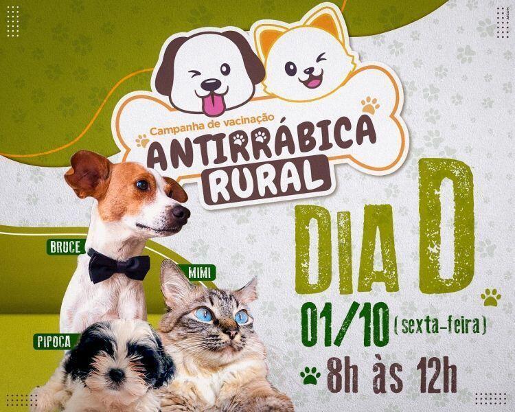 vacinacao antirrabica nas areas rurais sera realizada nesta sexta feira 01