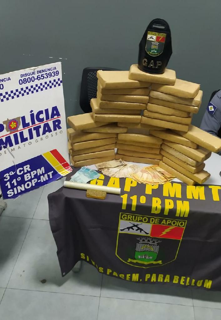 em sinop homem e preso com 33 tabletes de maconha e r 2 9 mil em dinheiro