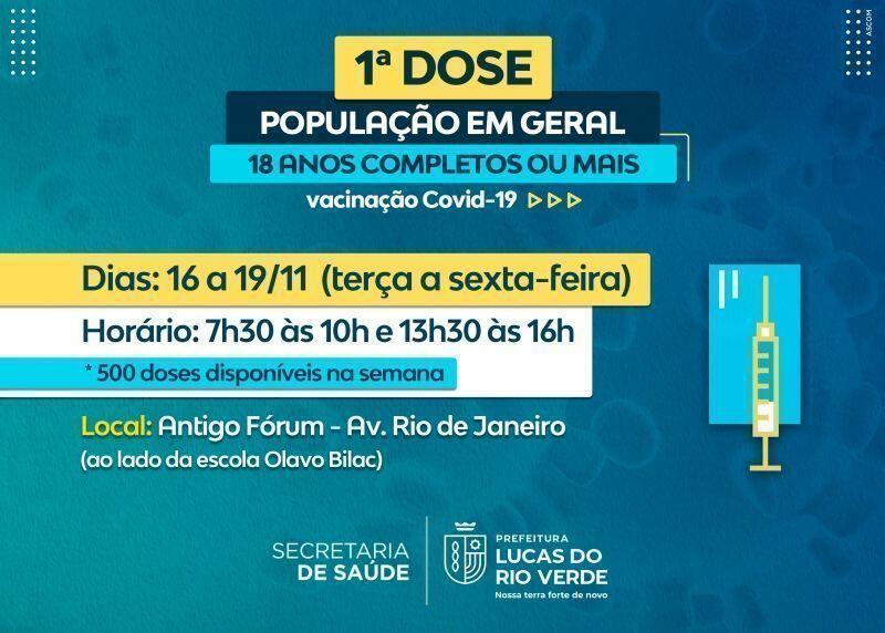 covid 19 primeira dose para pessoas acima de 18 anos continua disponivel enquanto durar o estoque