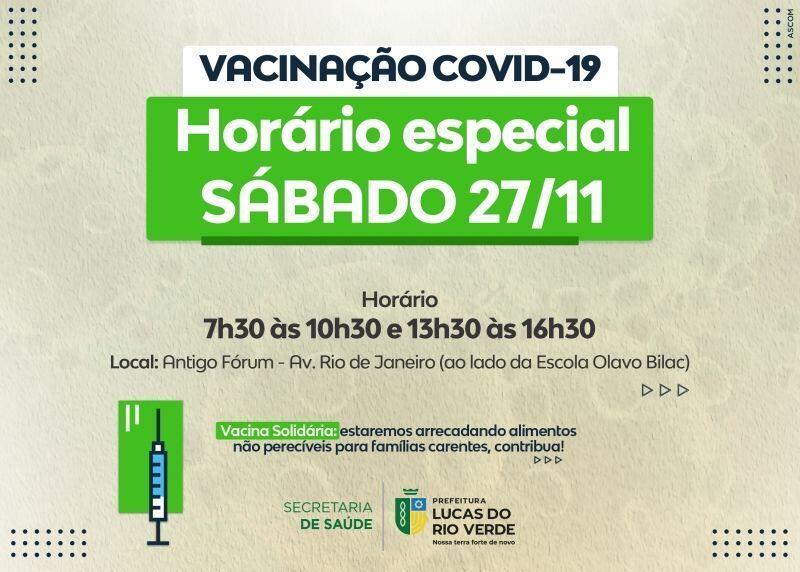 lucas do rio verde tem esquema especial de vacinacao neste sabado 27