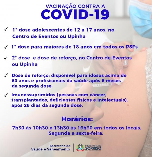 sorriso inicia hoje nova rotina de imunizacoes contra a covid 19