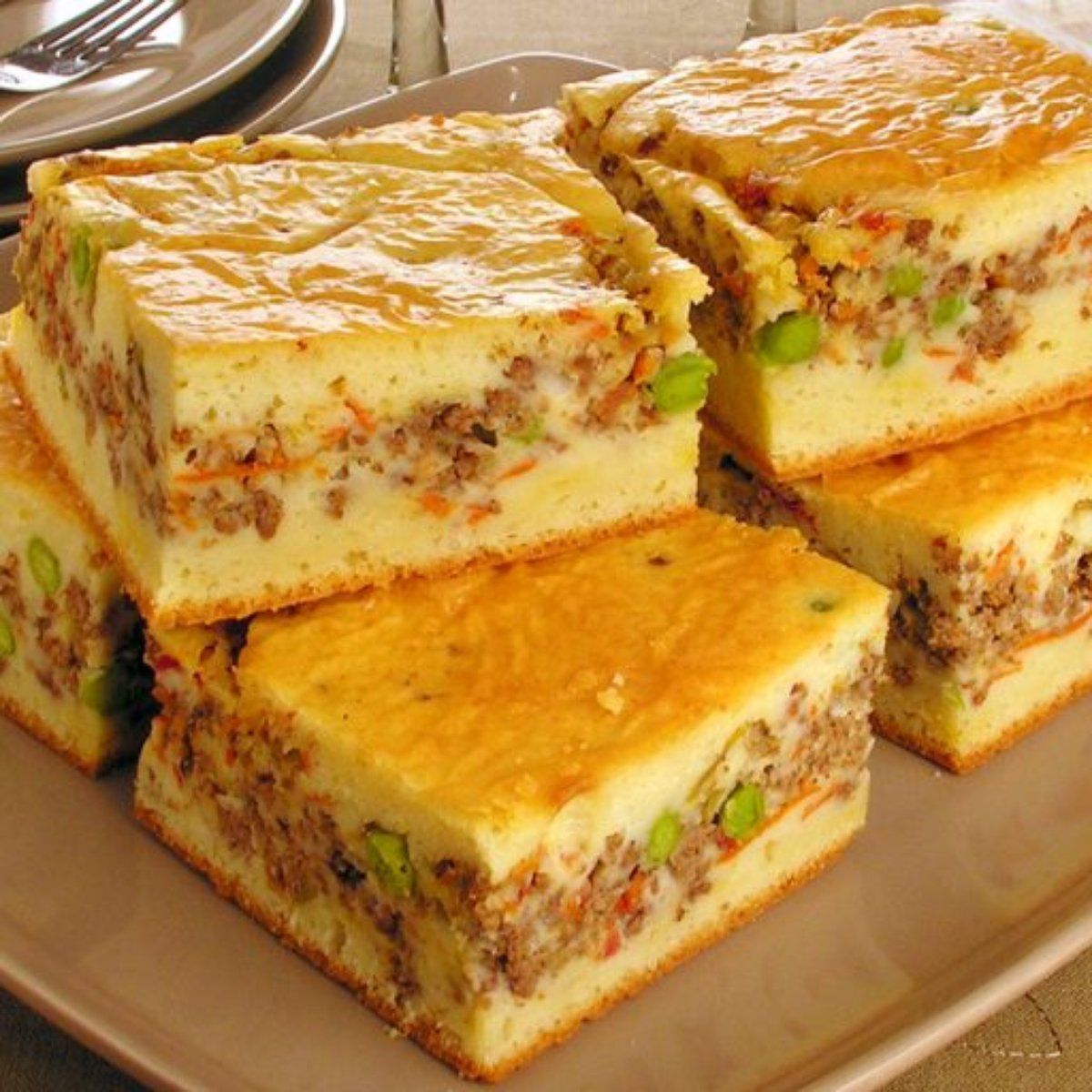 torta de carne moída de liquidificador