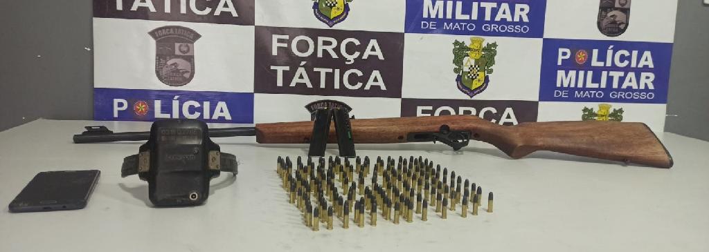 forca tatica prende foragido da justica com arma de fogo e municoes