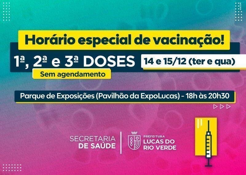 lucas do rio verde estende horario de vacinacao contra a covid na terca e quarta da proxima semana