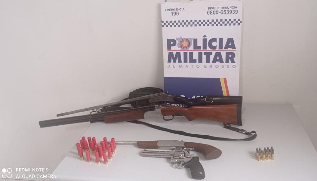 patrulha rural prende cinco suspeitos e apreende armas de fogo em tangara da serra