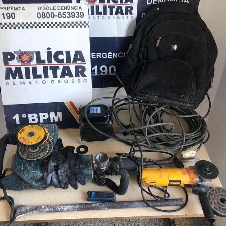 homem e preso em flagrante por tentativa de furto a farmacia em cuiaba