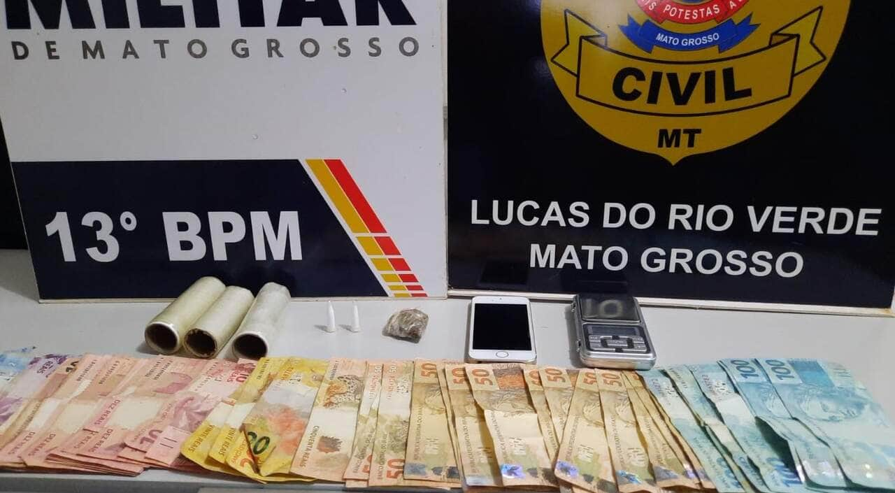 Depois de ser autuado em flagrante por tráfico e associação para o tráfico de drogas, o suspeito foi encaminhado ao Centro de Detenção Provisória de Lucas do Rio Verde.