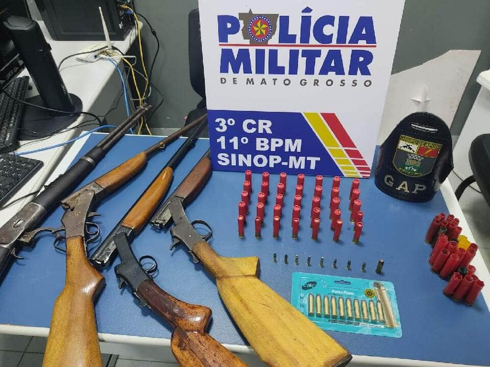 policia militar apreende armas e municoes e prende homem por porte ilegal