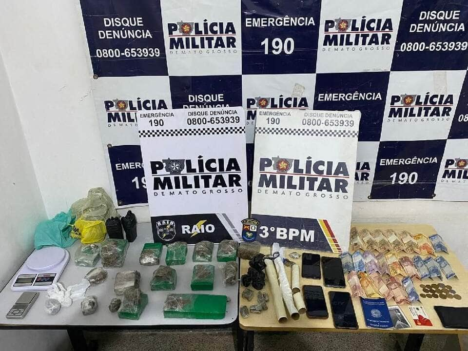 trio e preso pela policia militar por trafico de drogas em cuiaba