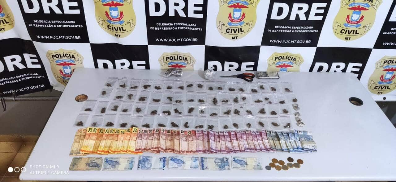 Casal é preso com mais de 70 porções de maconha na capital de Mato Grosso