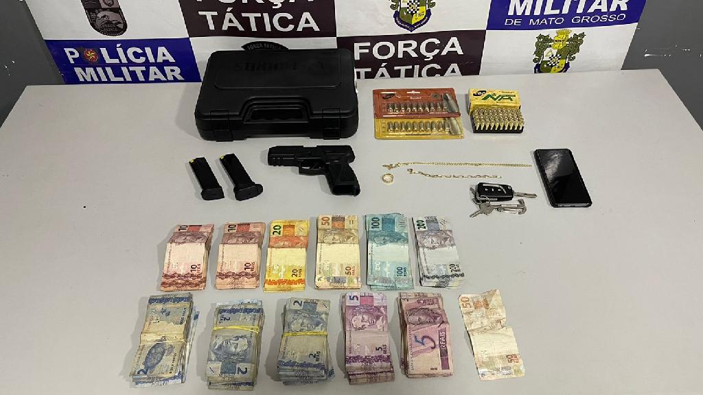 pm prende homem com pistola 70 municoes e r 10 8 mil em dinheiro em rondonopolis