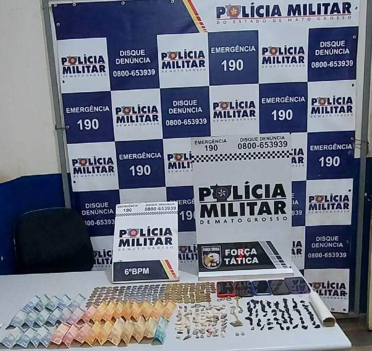 oito pessoas sao presas em flagrante pela policia militar em caceres