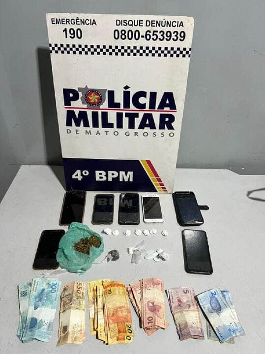 pm fecha ponto de venda de drogas e prende cinco pessoas em varzea grande