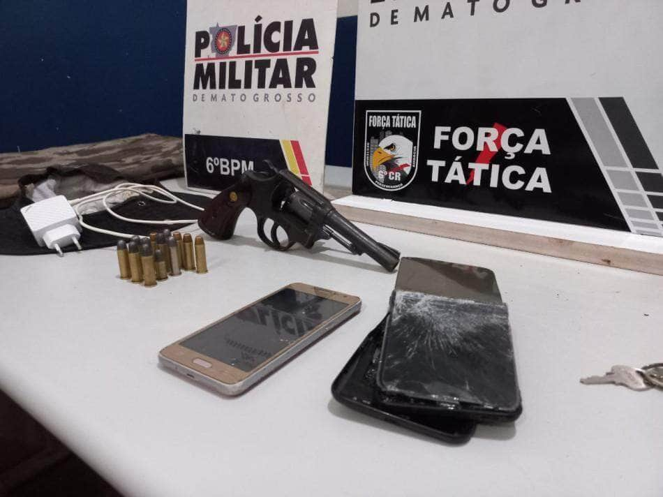 trio e preso em flagrante com arma de fogo e municoes em caceres