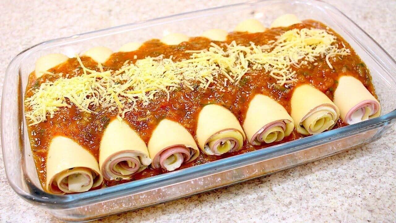 como fazer canelone com massa de pastel
