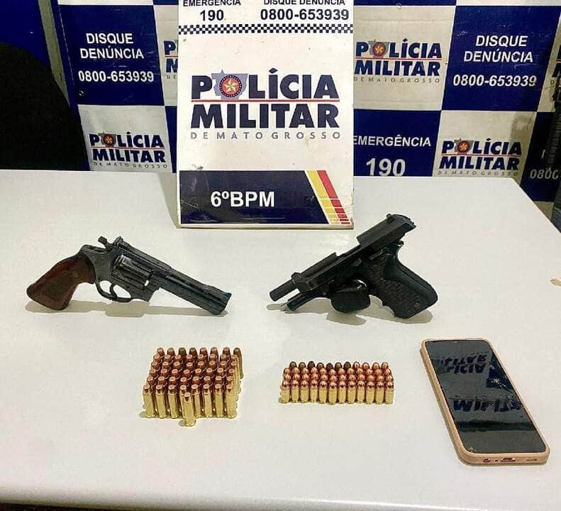 mulher e presa com duas armas de fogo e 96 municoes em caceres