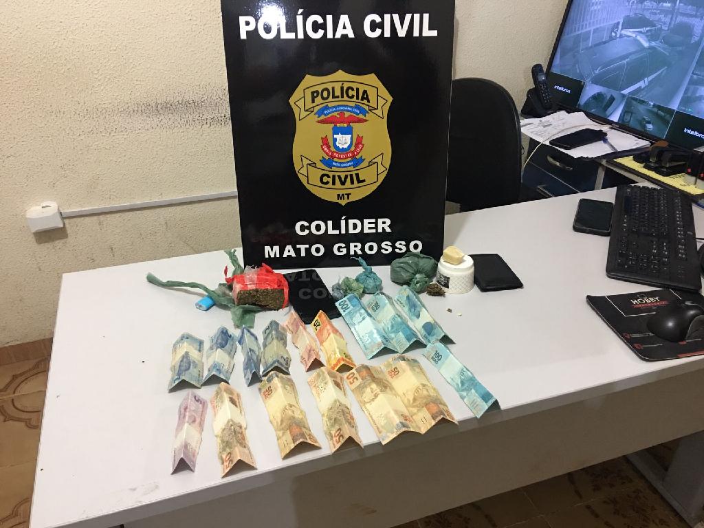 policia civil prende traficante com drogas e dinheiro oriundo do trafico em colider