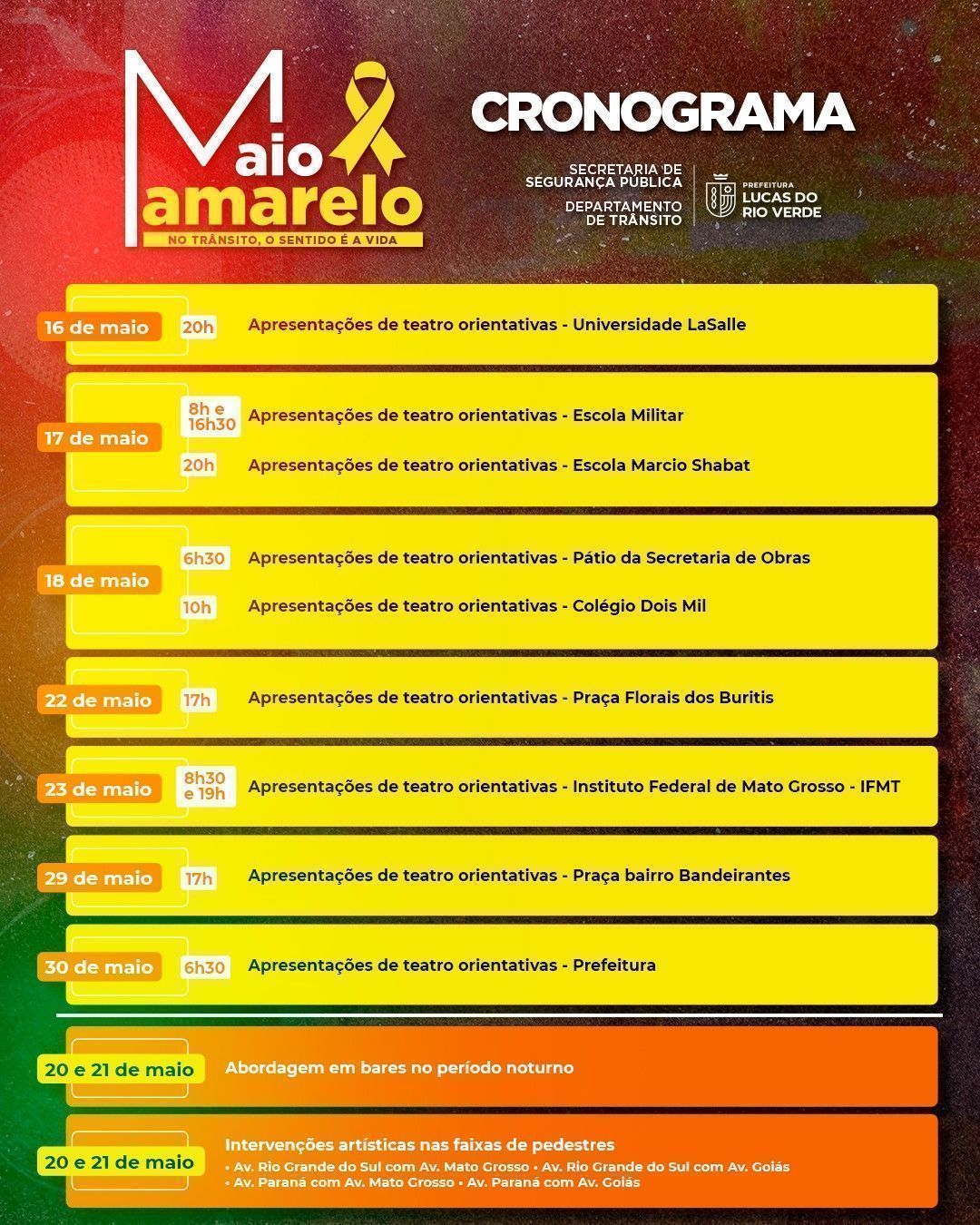 programacao maio amarelo