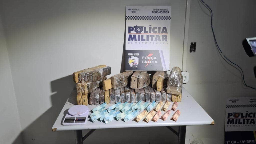 forca tatica prende homem e apreende 32 quilos de maconha