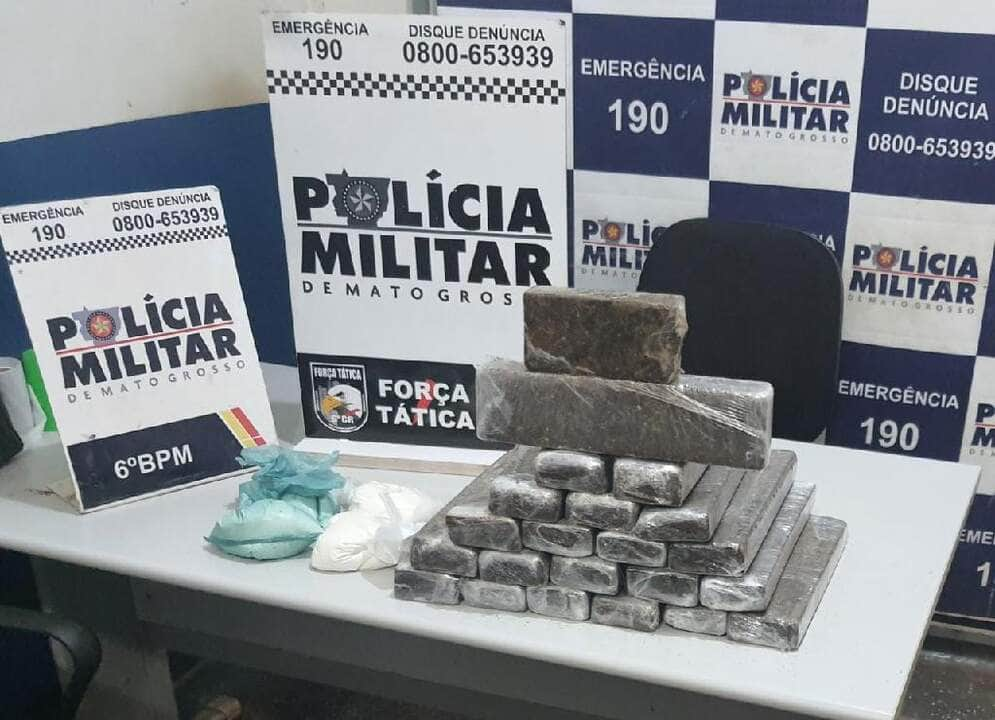 mulher e presa com 21 tabletes de maconha e porcoes de cocaina em caceres