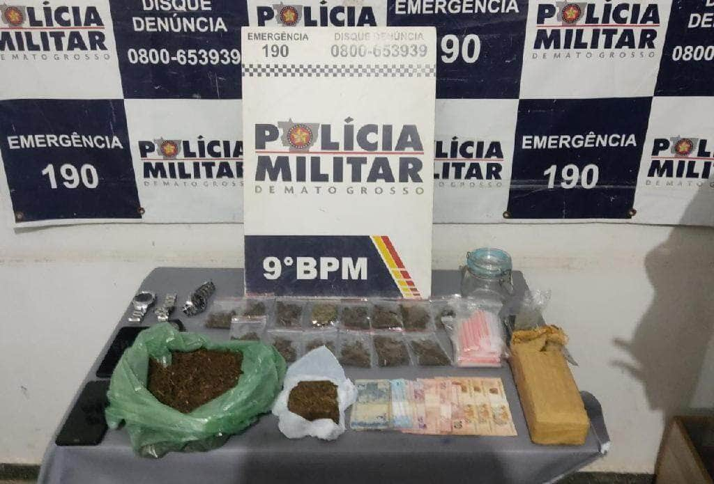 trio e preso pela pm com porcoes de maconha em cuiaba