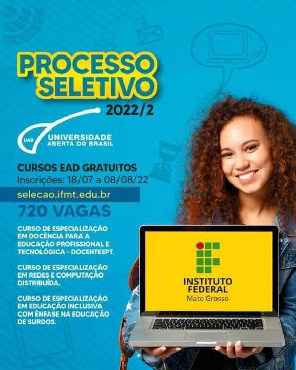 abertas inscricoes para pos graduacao lato sensu em nivel de especializacao da uab ifmt