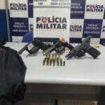 pm prende dupla pertencente a faccao criminosa e apreende tres armas de fogo