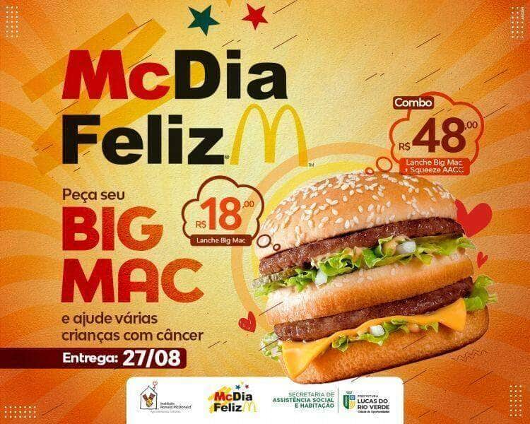 entrega de lanches do mcdia feliz sera na praca da biblia neste sabado 27