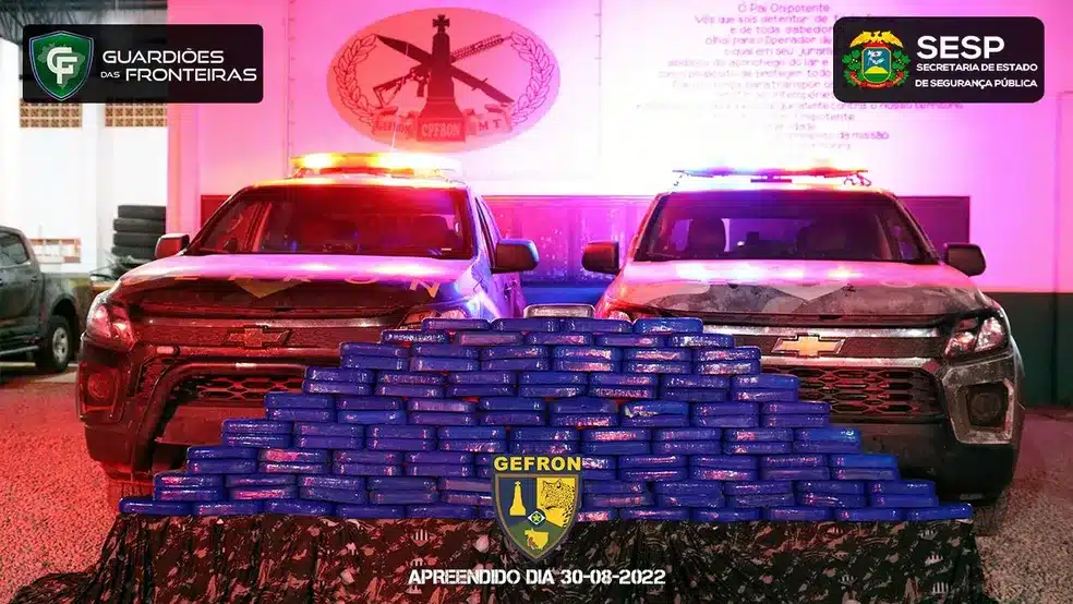 Três são presos transportando 128 kg de cocaína em Mato Grosso
