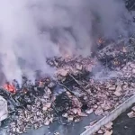 Carreta pega fogo na Serra das Araras, em Piraí — Foto: TV Globo