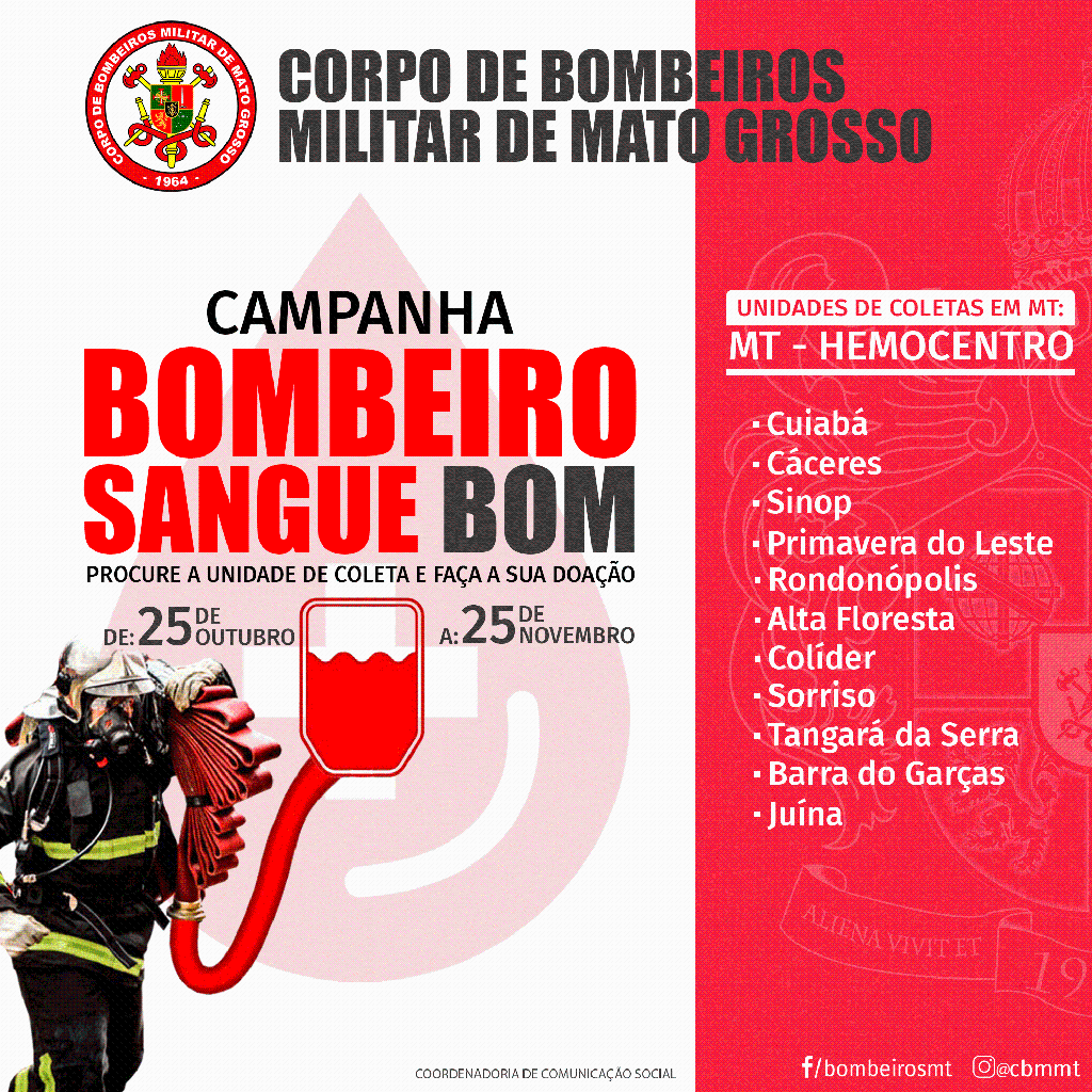 corpo de bombeiros militar de mato grosso inicia campanha de doacoes de sangue