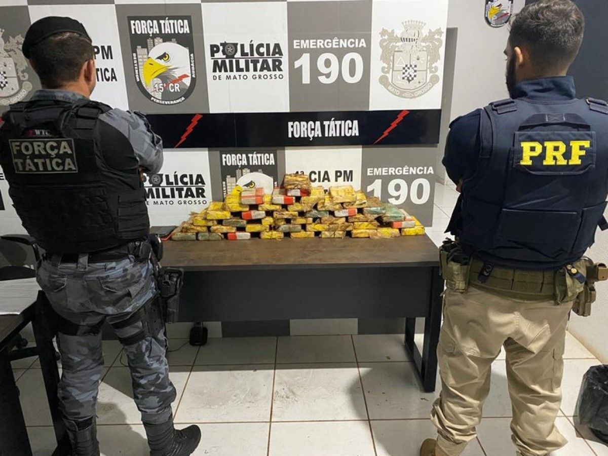 Ação conjunta entre PRF e PM resulta na apreensão de 45 kg de cocaína em MT 2 PRF e PM/MT apreendem 45 kg de cocaína em MT