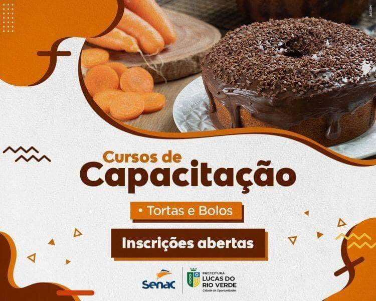 inscricoes abertas para curso gratuito de tortas e bolos