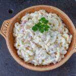 salada de macarrão com frango