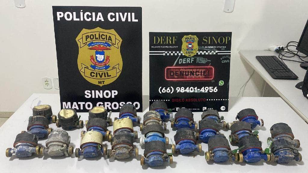 policiais civis recuperam 27 hidrometros furtados da concessionaria de saneamento em sinop