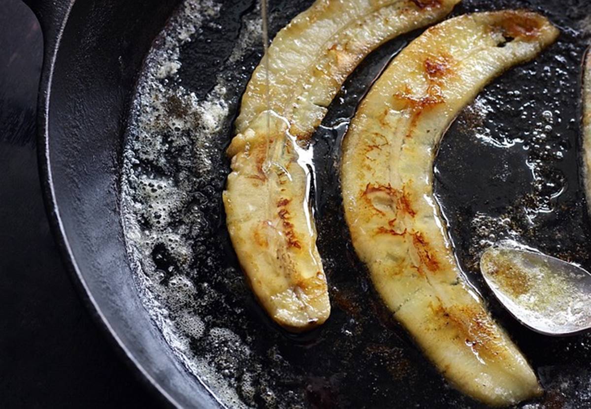 como fazer banana frita com canela